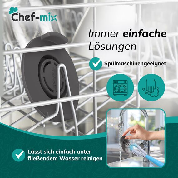 Chef-Mix Spritzschutz für Thermоmix TM5 TM6 TM31 Monsieur Cuisine Smart Trend Connect - Silikon Sieb Spritzschutz Thermоmix Topf - TM5 Deckel Thermоmix TM6 Zubehör TM31 Zubehör Thermоmix Silikondeckel