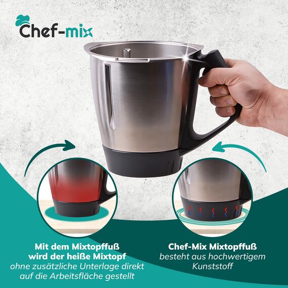 Chef-Mix TM 31 Mixtopffuss Schwarz Ersatz für Vоrwerk Thermоmix Mixtopf Unterteil TM31 - Kunststoff Behälterunterteil für Thermоmix Mixtopf TM31 - Thermоmix TM31 Ersatzteile & Thermоmix Zubehör TM31