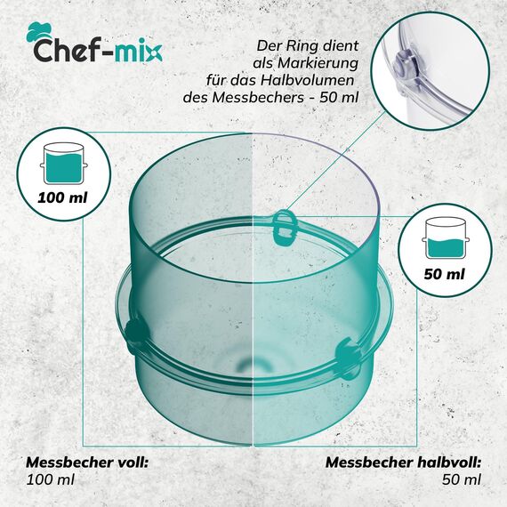 Chef-Mix Messbecher 100ml Ersatz für Vоrwerk Thermоmix Messbecher Kunststoff Dosierkappe - Becher Plastik für Deckelöffnung Küchenmaschine Thermоmix TM5 TM21 TM31 TM3300 & Zubehör für den Thermоmix TM