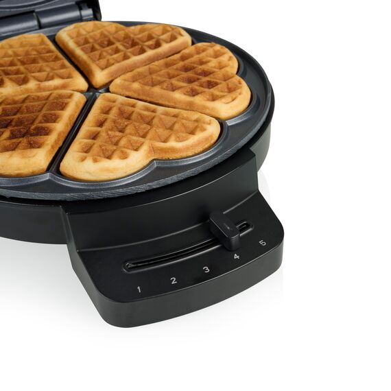 Princess Waffeleisen Deluxe, 5 Herzwaffeln, 1000 W Leistung, Antihaftbeschichtung, Kontrollleuchten, Kompaktes Design, 01.132378.01.001