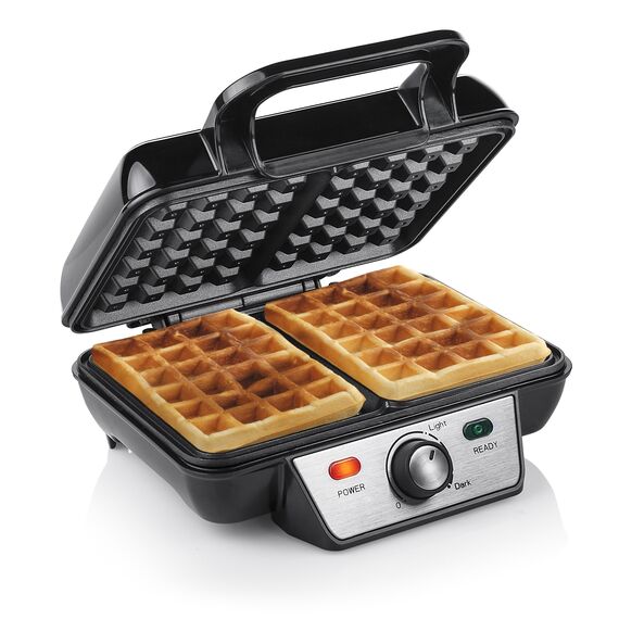 Tristar WF-2195 Waffeleisen – Zwei Waffeln gleichzeitig – Edelstahlgehäuse, Antihaftbeschichtung, 1000 W, einstellbarer Thermostat für perfekte Bräunung, Kontrollleuchten, einfache Reinigung