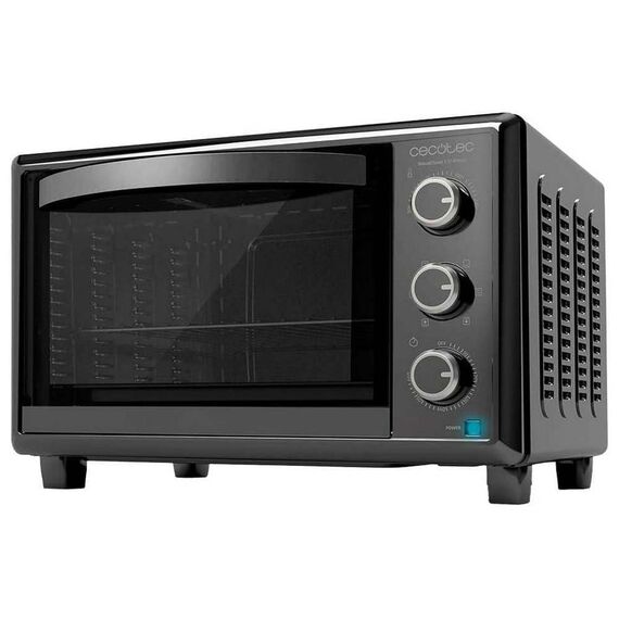 Cecotec Tischofen Bake&Toast 2600 Black 4Pizza, 26 L, 1500 W, inklusive Pietra Pizza Stein für Ergebnisse wie in einem traditionellen Steinofen, 6 verschiedene Funktionen, Krümelschublade