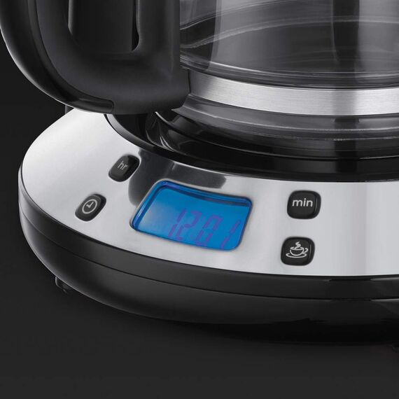 Russell Hobbs Kaffeemaschine [Digitaler Timer, Brausekopf für optimale Extraktion&Aroma] Victory Edelstahl hochglanz-poliert (1–10 Tassen, 1,25l Glaskanne, 1100W) Filterkaffeemaschine 24030-56