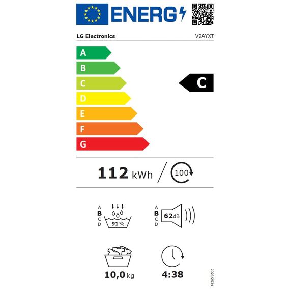 LG V9AYXT, Trockner, 10 kg, Wärmepumpentrockner mit Dual Inverter Wärmepumpentechnologie, 60 x 66 x 85 cm, Allergy Care Programm, Trockner mit Smart ThinQ-Technologie, Weiß