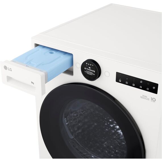 LG RT90X8C Wärmepumpen-Trockner (9 kg, Energieklasse B) mit AI Dry (Easy-Touch Drehregler, TurboDry, selbstreinigender Kondensator), Weiß
