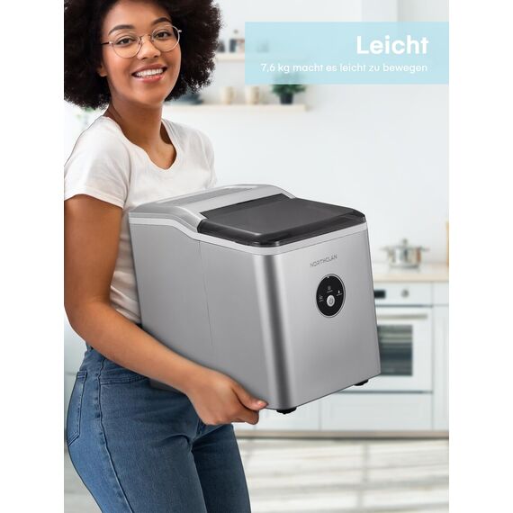 Eiswürfelmaschine Testsieger 2025, 14 kg 24 Stunden, 9 Eiswürfel in 6-8 Minuten, Gerauscharmer Betrieb, 120W Ice Maker mit Schaufel u. Korb, Eiswürfelbereiter Klein für Zuhause, Büro