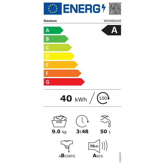 Siemens WG44B2A40 iQ700 Waschmaschine 9 kg, 1400 UpM, Made in Germany, i-Dos Intelligente Waschmittel-Dosierung, speedPack XL - Schneller Waschen, Weniger Knitterfalten, Home Connect, aquaStop, Weiß