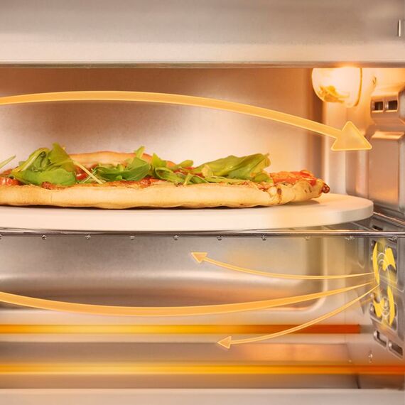 Cecotec Tischofen BakeundToast 2600 White 4Pizza, 26L, 1550W, Inklusive Pietra Pizza Stein, 6 Funktionen, Krümelschublade, Innenbeleuchtung, Doppelt verglaste Tür, Vielfältige Möglichkeiten