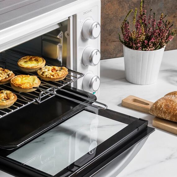 Cecotec Minibackofen Bake & Toast 2300 Weiß, 23 L, 1500 W, 3 Heizmodi, 60-Minuten-Timer, einstellbare Temperatur bis zu 230 ºC, Crumb Auffangschale
