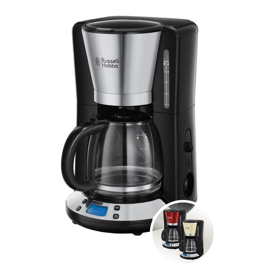 Russell Hobbs Kaffeemaschine [Digitaler Timer, Brausekopf für optimale Extraktion&Aroma] Victory Edelstahl hochglanz-poliert (1–10 Tassen, 1,25l Glaskanne, 1100W) Filterkaffeemaschine 24030-56