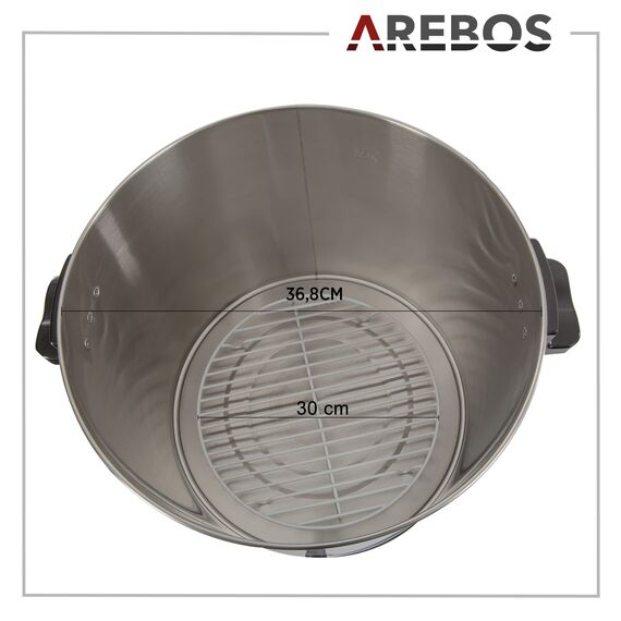 Arebos Einkochautomat 1800 W | Einkochtopf 28 L | mit Timer, Thermostat & Überhitzungsschutz | stufenlose Temperatureinstellung 30-110 °C| Zeitschaltuhr 20-120 min.| Glühweinkocher Heißgetränkeautomat