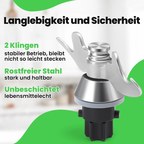 Inwee Teigmesser für Thermomix TM31, Mixmesser Ersatz Zubehör passend für Thermomix TM31, Edelstahl-Teigmischmesser, Double Leaf Design, Kein Teig-Rückstand, Schnelle Reinigung des Teigmessers