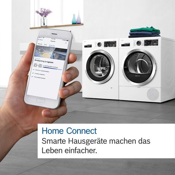 Bosch WGB244040 Serie 8 Smarte Waschmaschine, 9 kg, 1400 UpM, Made in Germany, Active Water Plus Energie- und Wasserersparnis, Iron Assist Dampf zum Entknittern, Mini Load