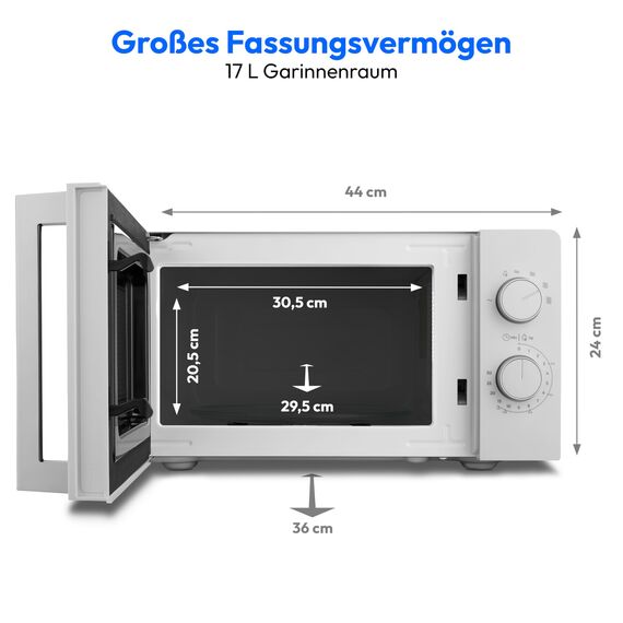 MEDION Mikrowelle klein (17 Liter, 700 Watt kompakt und platzsparend, 5 Mikrowellenstufen, Auftaufunktion, Timerfunktion, MD12211) light grau [MODELL 2025]