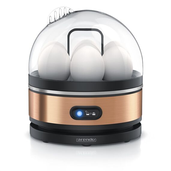 Arendo Sevencook Eierkocher 400 W – Edelstahl Design - 1-7 Eier - Egg Cooker – Kipp-Funktionsschalter – 3 Härtegrade wählbar - Warmhaltefunktion - Signalton - BPA-frei - kupfer