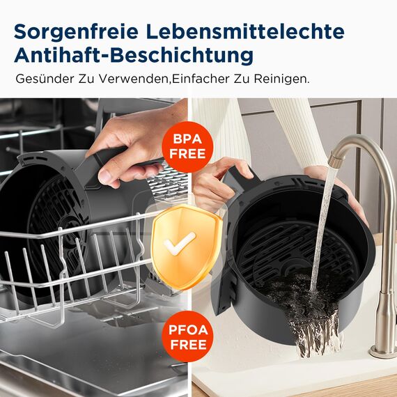 Midea MF-CN35C2,Digital Air Fryer 1500W mit 8 voreingestellten Funktionen und 60 Min Timer,3,5L Heißluftfritteuse für gesundes ölfreies Kochen,Backen,Grillen,intelligente Temperaturkontrolle,Schwarz