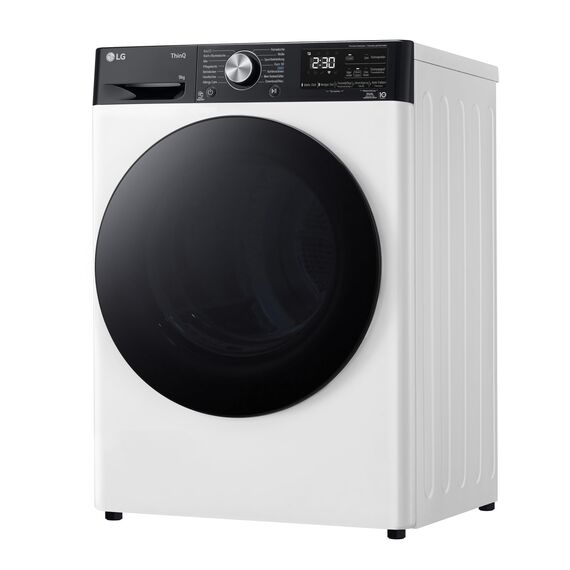 LG RT90V9P Wärmepumpentrockner – 9 kg Kapazität, Dual Inverter Technologie, Automatisch selbstreinigender Kondensator, Sensor Dry, Allergy Care, Reversive Trommel, Smart Diagnosis, ThinQ App, Weiß