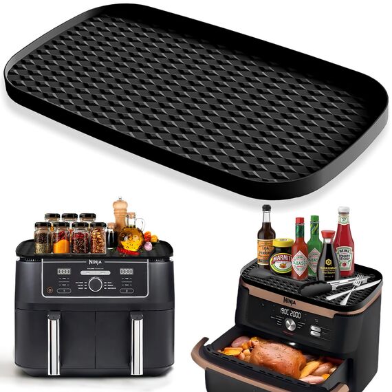 Heißluftfritteuse Zubehör für Ninja AF500EU AF400EU AF451EU, Airfryer Zubehör Aufbewahrungsregal Silikonmatte für Ninja Foodi Flexdrawer Dual Zone 9,5L-10,4L