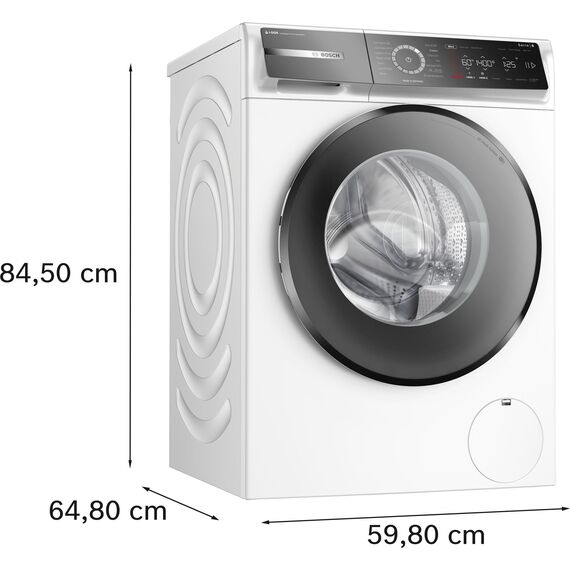 Bosch WGB244040 Serie 8 Smarte Waschmaschine, 9 kg, 1400 UpM, Made in Germany, Active Water Plus Energie- und Wasserersparnis, Iron Assist Dampf zum Entknittern, Mini Load