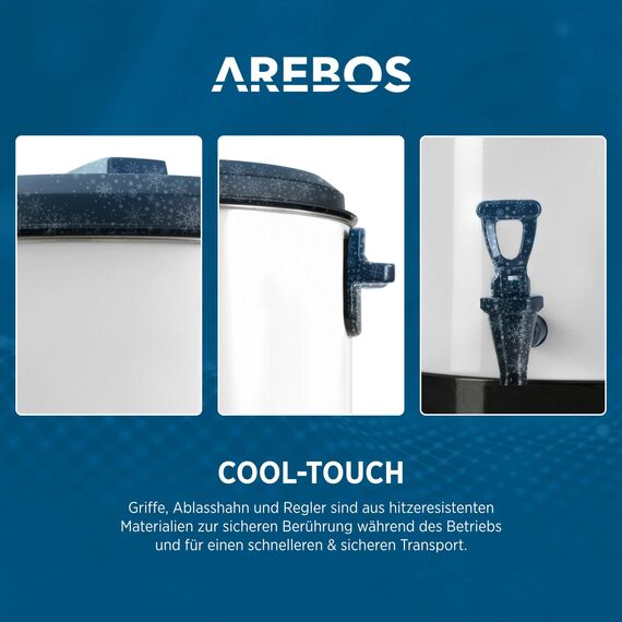 Arebos Einkochautomat 1800 W | Einkochtopf 28 L | mit Timer, Thermostat & Überhitzungsschutz | stufenlose Temperatureinstellung 30-110 °C| Zeitschaltuhr 20-120 min.| Glühweinkocher Heißgetränkeautomat
