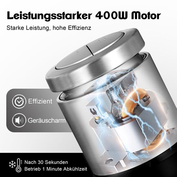 Kitchen in the Box Zerkleinerer Küche Elektrisch 400W Multizerkleinerer, fleischwolf mit 2 Schüsseln (1L Glasschüssel+2L Stahlschüssel) und 2 Bi-Level Klingen, Zerkleinerer für Gemüse,Zwiebeln,Fleisch