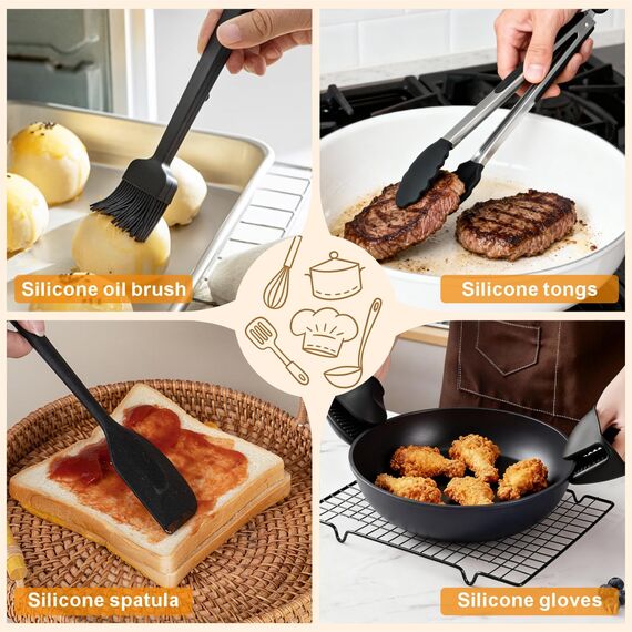 Ninja Heißluftfritteuse Zubehör - Airfryer Zubehör für Ninja Foodi Max Dual Zone AF400EU AF451EU 9,5L, Silikonform Heißluftfritteuse für Russell Hobbs 2 Kammern 9L