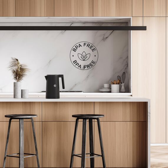 Balter Edelstahl Wasserkocher mit Temperatureinstellung, 40°C-100°C, Doppelwand, BPA frei, 1,7L, Schwarz, WK-5-Touch