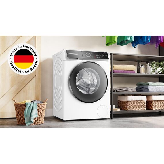 Bosch WGB244040 Serie 8 Smarte Waschmaschine, 9 kg, 1400 UpM, Made in Germany, Active Water Plus Energie- und Wasserersparnis, Iron Assist Dampf zum Entknittern, Mini Load