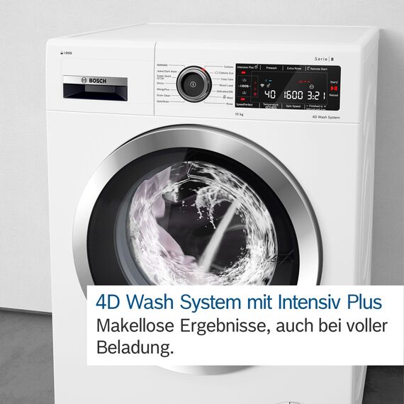 Bosch WGB244040 Serie 8 Smarte Waschmaschine, 9 kg, 1400 UpM, Made in Germany, Active Water Plus Energie- und Wasserersparnis, Iron Assist Dampf zum Entknittern, Mini Load