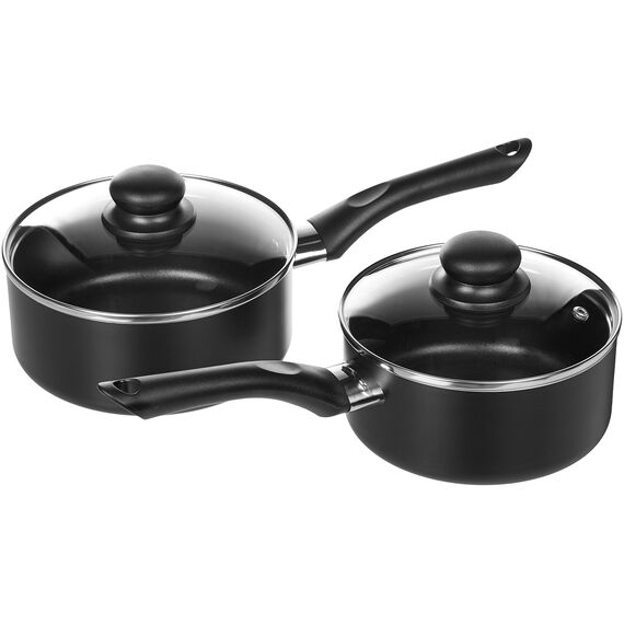 Bomann DKP 5033 E CB Edelstahl-Doppelkochplatte, 2 Kochplatten (1x Ø ca. 180mm, 1500W, 1x Ø ca. 150mm, 1000W), Edelstahl/schwarz & Amazon Basics - 8-teiliges Kochgeschirr mit Antihaftbeschichtung