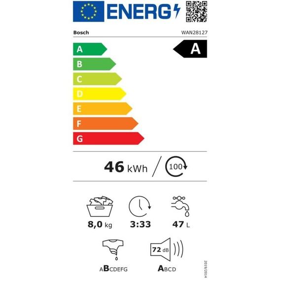 BOSCH WAN28127 Waschmaschine Serie 4, Frontlader mit 8kg Fassungsvermögen, 1400 UpM, Iron Assist, Active Water Plus, EcoSilence Drive, Speed Perfect, Weiß, 60cm
