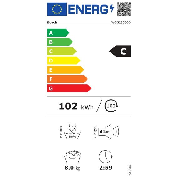 Bosch WQG235D00, Stiftung Warentest GUT (2,2)*, Serie 6, Wärmepumpentrockner 8 kg, Schneller getrocknete Wäsche, Auto Dry, Option Halbe Beladung, Sensitive Drying-System, Selbstreinigender Kondensator