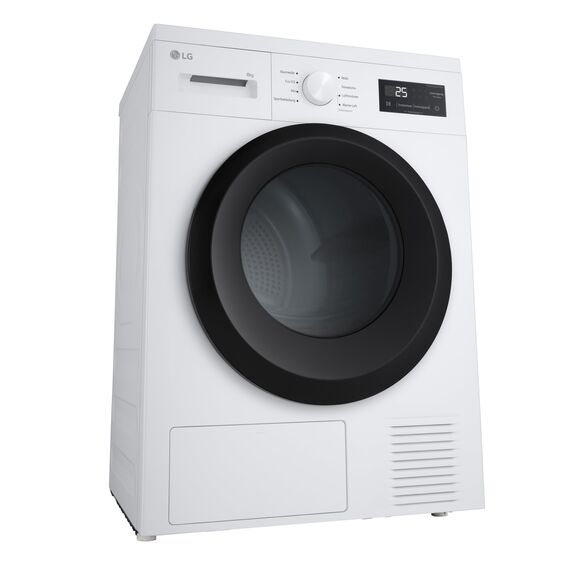 LG RT80B2 Kondenstrockner, 8 kg, Dual Inverter Wärmepumpe, Sensor Dry, LED-Touchdisplay, Startzeitvorwahl, Trommellicht, Edelstahl, 8 Programme, Weiß [Energieklasse D]