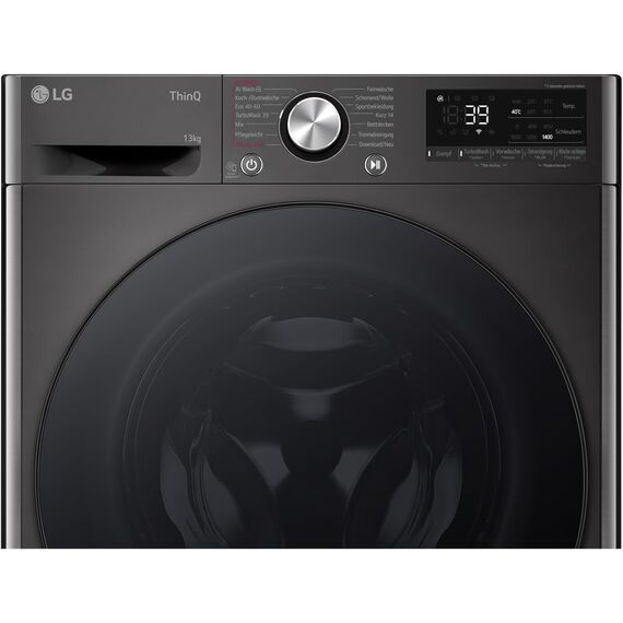 LG F4WR703YB Frontlader-Waschmaschine 13 kg, Klasse A -20%, 1.400 U./Min., 61.5x60x85 cm, TurboWash 360 in 39 Minuten, Allergy Care, Steam, Wi-Fi, Digitales Touchdisplay, Platinum Black