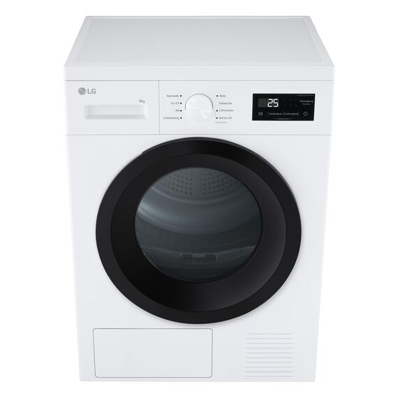 LG RT80B2 Kondenstrockner, 8 kg, Dual Inverter Wärmepumpe, Sensor Dry, LED-Touchdisplay, Startzeitvorwahl, Trommellicht, Edelstahl, 8 Programme, Weiß [Energieklasse D]
