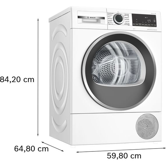 Bosch WQG235D00, Stiftung Warentest GUT (2,2)*, Serie 6, Wärmepumpentrockner 8 kg, Schneller getrocknete Wäsche, Auto Dry, Option Halbe Beladung, Sensitive Drying-System, Selbstreinigender Kondensator