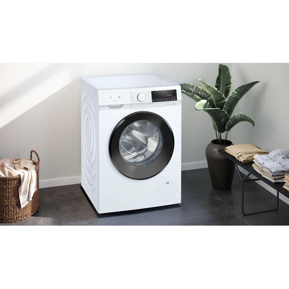 Siemens WG54G106EM iQ500, Waschmaschine 10kg, 1400 UpM, Antiflecken-System, varioSpeed für schneller saubere Wäsche, Nachlegefunktion, wäscheschonend, LED-Display, aquaStop, Amazon Exclusive Edition