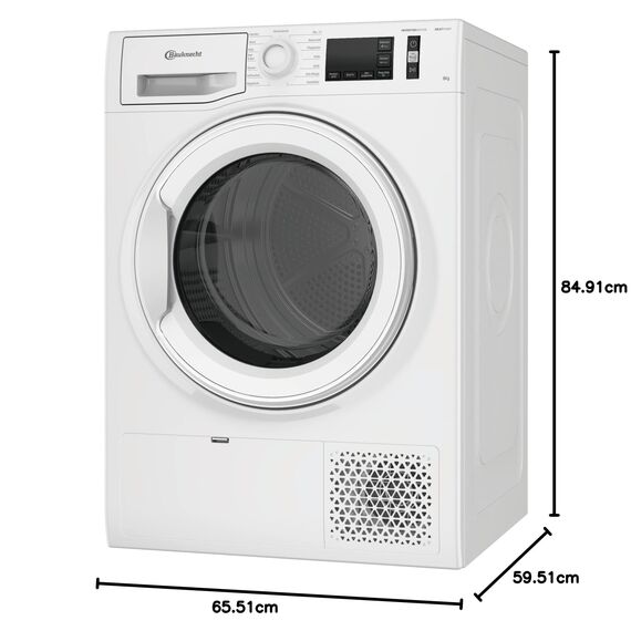 Bauknecht TK AO 83 N Wärmepumpentrockner, 8 kg, ActiveCare, EasyCleaning-Filter, Wolle-Programm, Startzeitvorwahl, Anti-Allergie-Programm, Weiss