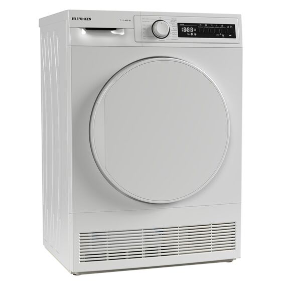 Telefunken Kondenstrockner / 7kg Trockner mit 15 Programmen, Startzeitvorwahl, Knitterschutz & reversierenden Trommelbewegungen, weiß, T-11-400-W