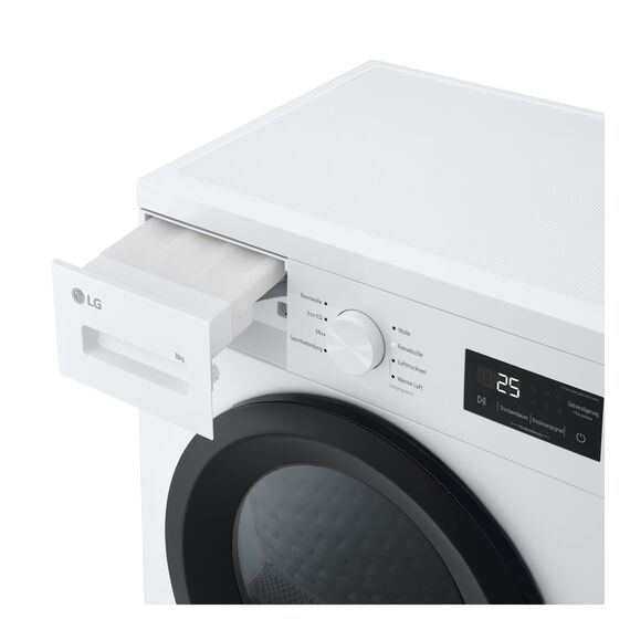 LG RT80B2 Kondenstrockner, 8 kg, Dual Inverter Wärmepumpe, Sensor Dry, LED-Touchdisplay, Startzeitvorwahl, Trommellicht, Edelstahl, 8 Programme, Weiß [Energieklasse D]