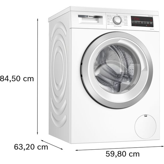 Bosch WUU28T71, Stiftung Warentest Testsieger*, Serie 6 Waschmaschine 8 kg, Unterbaufähig, 1400 UpM, Beladungserkennung, Hygiene Plus, Nachlegefunktion, Frontlader, LED Display, Schontrommel, AquaStop