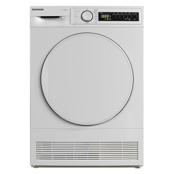 Telefunken Kondenstrockner / 7kg Trockner mit 15 Programmen, Startzeitvorwahl, Knitterschutz & reversierenden Trommelbewegungen, weiß, T-11-400-W