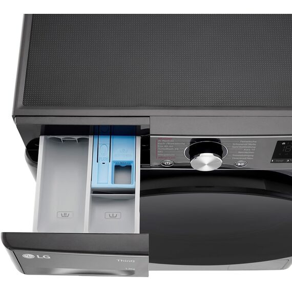 LG F4WR703YB Frontlader-Waschmaschine 13 kg, Klasse A -20%, 1.400 U./Min., 61.5x60x85 cm, TurboWash 360 in 39 Minuten, Allergy Care, Steam, Wi-Fi, Digitales Touchdisplay, Platinum Black