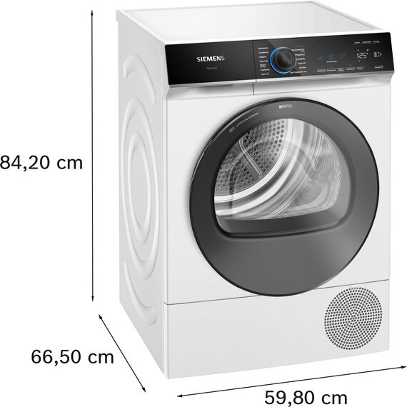 Siemens WQ35B2B30, Smarter iQ700 Wärmepumpentrockner für 1-8 kg Wäsche, Schnellprogramm, Schonende autoDry Trocknung, softDry Schontrommel mit Licht, Outdoor-Programm, directTouch Plus Display, Weiß