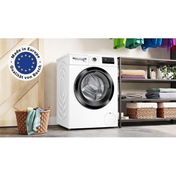 Bosch WAN282K3, Serie 4, Frontlader Waschmaschine, 8 kg, 1400 UpM, SpeedPerfect, Maximale Energie- und Wasserersparnis, Nachlegefunktion, besonders hygienisch, AquaStop, IronAssist