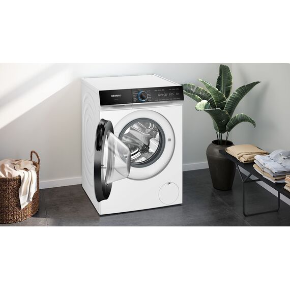 Siemens WG44B2040, iQ700, Smarte Waschmaschine 9 kg, 1400 UpM, Made in Germany, Antiflecken-System, weniger Bügeln mit smartFinish, varioSpeed für schneller saubere Wäsche, Nachlegefunktion, aquaStop