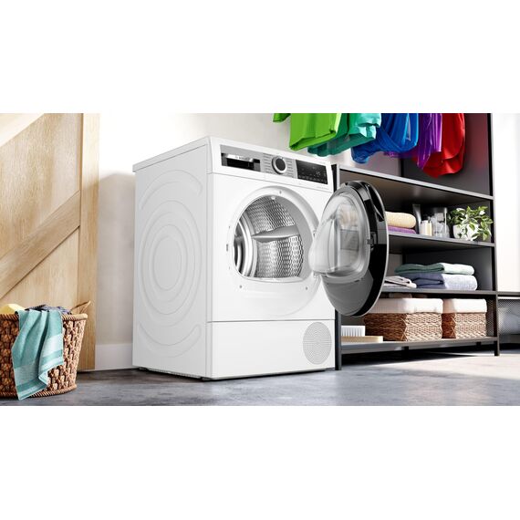 Bosch WQG235D00, Stiftung Warentest GUT (2,2)*, Serie 6, Wärmepumpentrockner 8 kg, Schneller getrocknete Wäsche, Auto Dry, Option Halbe Beladung, Sensitive Drying-System, Selbstreinigender Kondensator