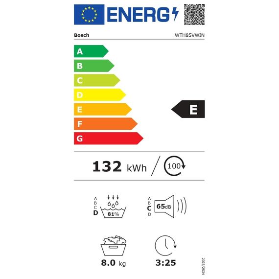 Bosch WTH85VWIN Serie 4 Wärmepumpentrockner für 8 kg Wäsche, 236 kWh pro Jahr, Auto Dry, Anti Vibration-Design, Sensitive Drying-System, Umweltfreundliches Kühlmittel, Weiß