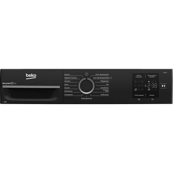 Beko BM3T39230W Wäschetrockner, 9 kg, Frontlader Wärmepumpentrockner, 15 Programme, Sensortrocknung, Säulenfähig, Aquawave Schontrommel, Weiß