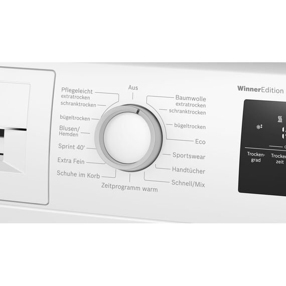 Bosch WTH85VWJN, Serie 4, Wärmepumpentrockner, 8 kg, AutoDry, Quick-40-Trocknen, Nachlegefunktion, Sensitive-Drying-System, Anti Vibration Design, 63 dB, LED-Display, Touch-Control, Zeitvorwahl